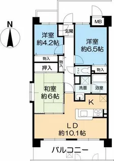 ダイアパレス北六甲【4階】の間取り