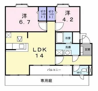 ヒルサイドテラス【2階】の間取り