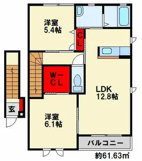 エーアスト湯川 A棟【2階】の間取り