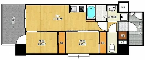 リアンシエルブルー雑餉隈【8階】の間取り