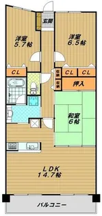 コージースクエア須磨白川台【7階】の間取り