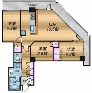 阿波座ライズタワーズフラッグ46【15階】の間取り