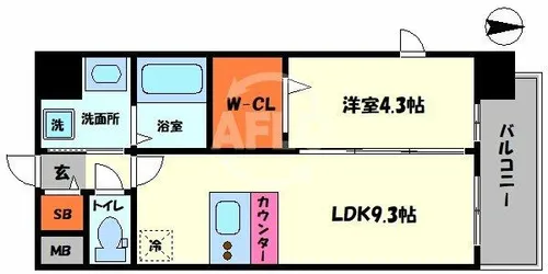 Quintet NAMBA【8階】の間取り