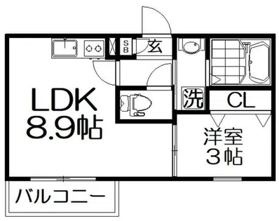 ジーメゾン寝屋川秦町アリビオ【2階】の間取り