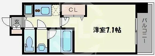 アドバンス難波南シャルム【7階】の間取り