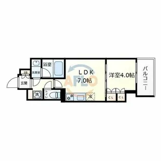 シティカレント天王寺ブロード【7階】の間取り