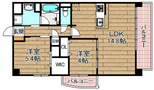 グランコート高槻【4階】の間取り