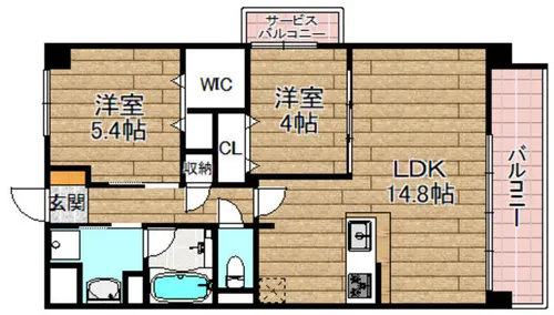 グランコート高槻【206号室】の間取り