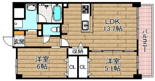 グランコート高槻【205号室】の間取り