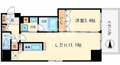 アーバネックス四ツ橋【12階】の間取り