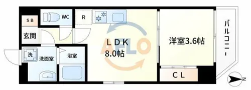 フロンティアタワー九条Ⅰ【9階】の間取り