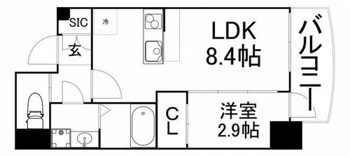 セレニテ天満橋アリア【2階】の間取り