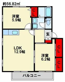 アヴェニールアージュ E棟【202号室】の間取り
