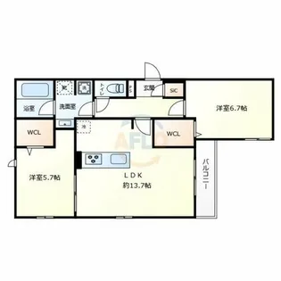 クラシスト東粉浜EAST【2階】の間取り