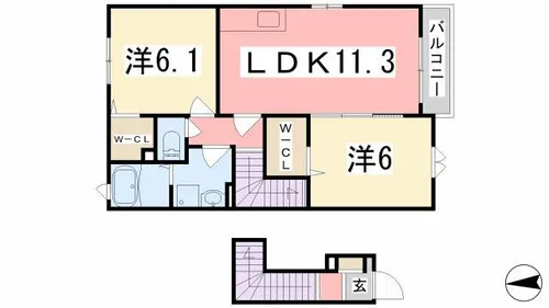 カトレーヴⅥ【204号室】の間取り