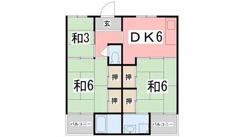 ビレッジハウス書写1号棟【104号室】の間取り