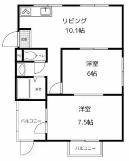 三景コーポ【1-2号室】の間取り