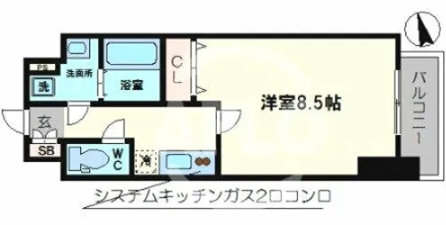 アドバンス難波レーヴ【4階】の間取り