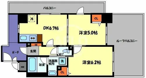 エステムプラザ心斎橋Ⅱノール・ロジェ【14階】の間取り