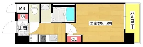 エステムコート難波WEST-SIDEⅦグローブ【6階】の間取り