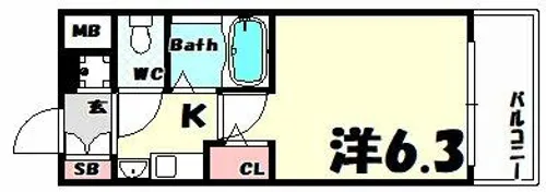 エステムコート新神戸エリタージュ【9階】の間取り