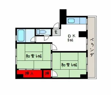 旭ヶ丘コーポラス西棟【2階】の間取り