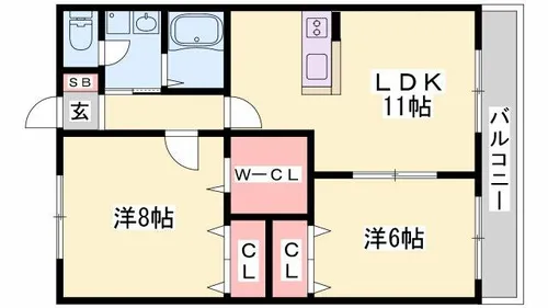 ヴィラージュ【202号室】の間取り