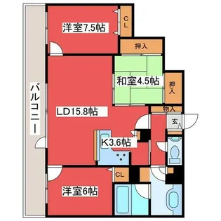 リーベンデール西岡【1階】の間取り