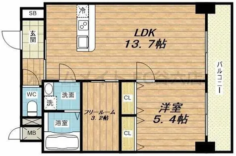 アプリーレ中之島【9階】の間取り