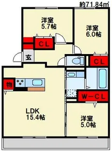 サンヒルズ守恒【303号室】の間取り