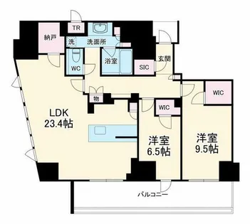 ジオタワー新町【16階】の間取り