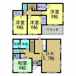 愛知県常滑市字萱苅口【一戸建】の間取り