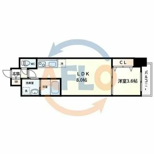 クローバー・グランツ阿倍野【9階】の間取り