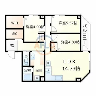 Urban Hills 東小橋【4階】の間取り