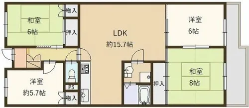 花の北ハイツA棟【104号室】の間取り