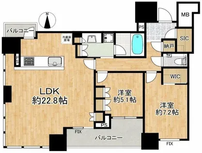 梅田ガーデンレジデンス【17階】の間取り