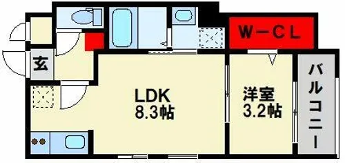 ファステート九工大前【303号室】の間取り