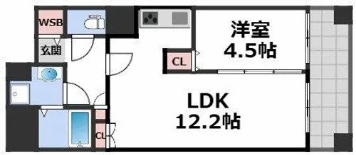 クラウンハイム上町台セントラル ラ・カーサ【7階】の間取り