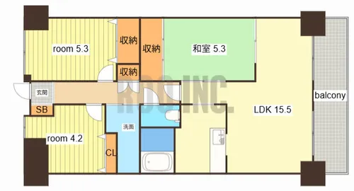 ライオンズマンション姫路市役所前【6階】の間取り