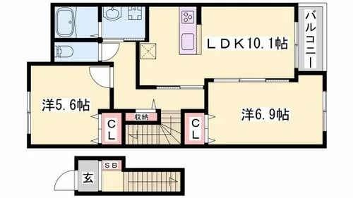 兵庫県姫路市勝原区丁【アパート】の間取り