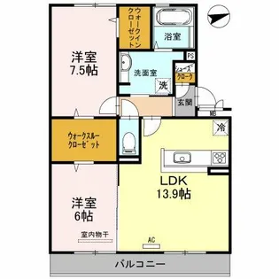 カーサ高善 B棟【B302号室】の間取り