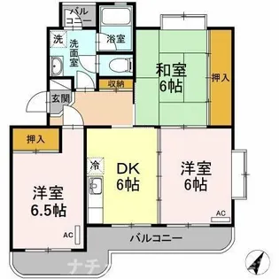サンハイツ中浜【1階】の間取り