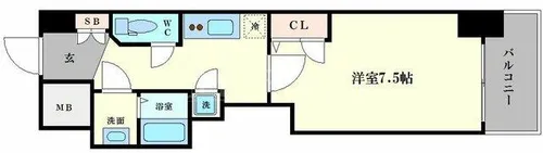 アドバンス心斎橋ラシュレⅡ【302号室】の間取り