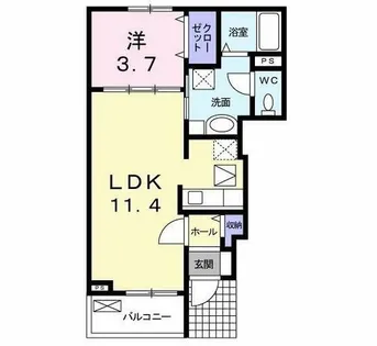 エバーライフ湯川【1階】の間取り