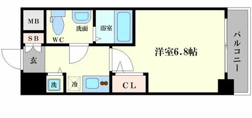 ラシュレエグゼ難波西【3階】の間取り