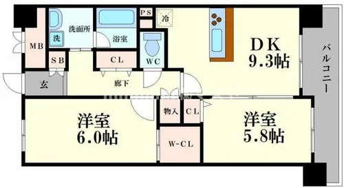 ベリー海老江【15階】の間取り