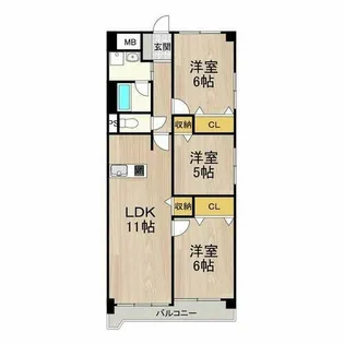 ルシール田辺【402号室】の間取り