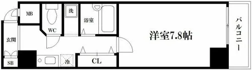 サムティ松屋町【8号室】の間取り