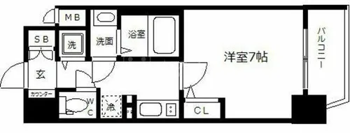 ララプレイス大阪城WESTEN【12号室】の間取り