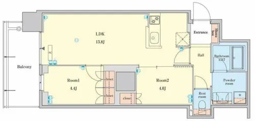 RJR堺筋本町タワー【8階】の間取り
